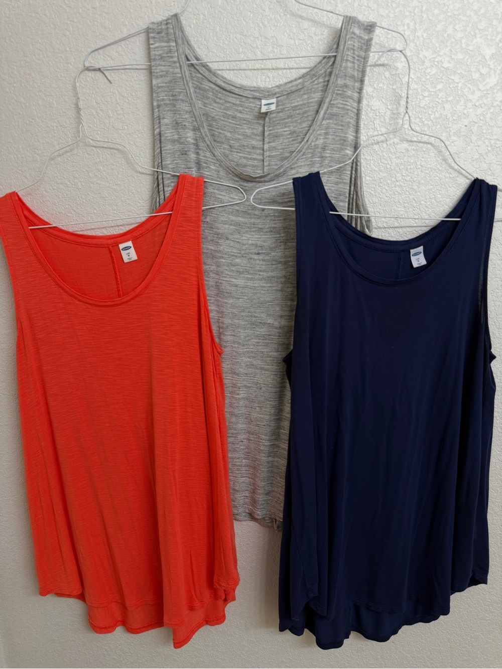 Lot of 3 Old Navy Luxe Tank Tops Womens Medium Coral Blue Grey